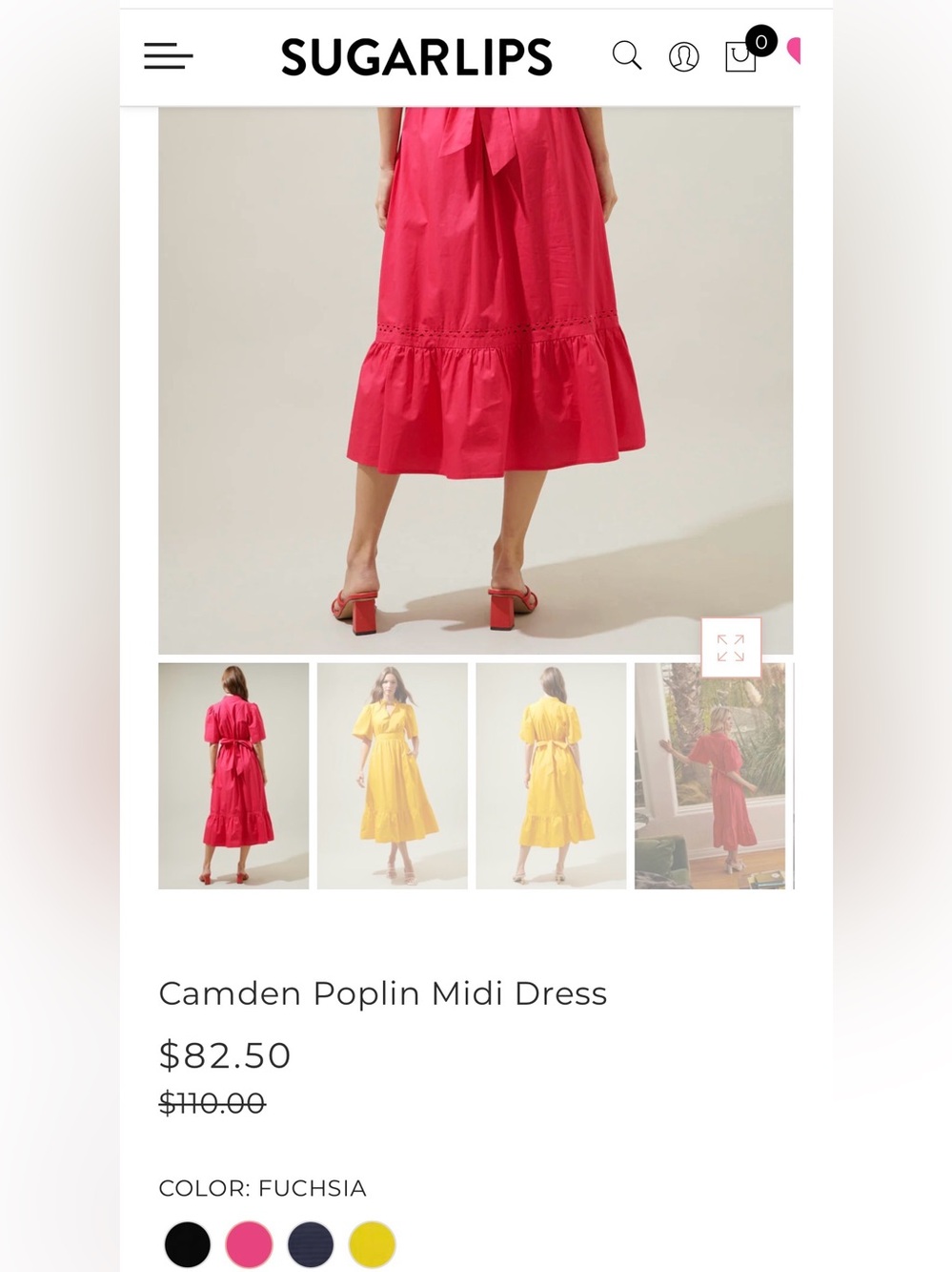Sugarlips Vibrant Pink Eyelet-Trim Midi Dress Camden Poplin Midi Dress - Picture 4 of 9